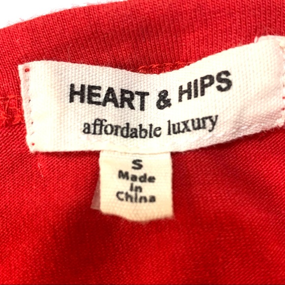 Heart & Hips Red Bodycon Cotton Midi Dress Small - Picture 3 of 8